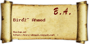 Biró Ahmed névjegykártya