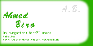 ahmed biro business card